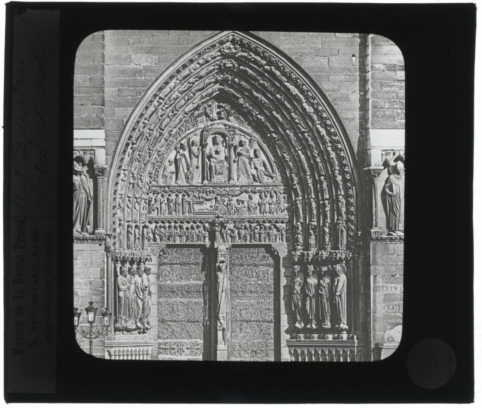 Cathédrale Notre-Dame de Paris, photo ancienne plaque verre, positif 8,5x10 cm