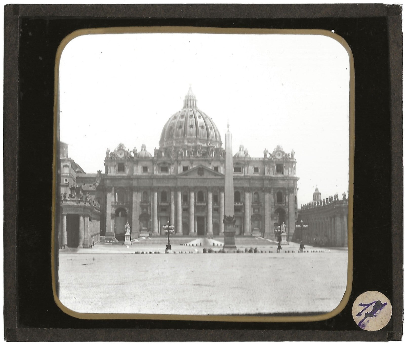 Basilique Saint-Pierre, Rome, photo ancienne plaque de verre, positif 8,5x10 cm