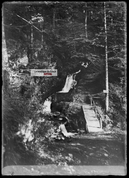 Plaque verre photo ancienne négatif noir et blanc 13x18 cm Gérardmer Roitelets