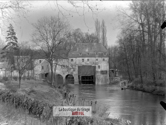 Moulin des Corbeaux, Saint-Maurice, plaque verre, photo, négatif 9x12 cm