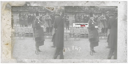 Jour de course, Longchamp, Paris, plaque verre stéréoscopique, positif 8,5x17 cm