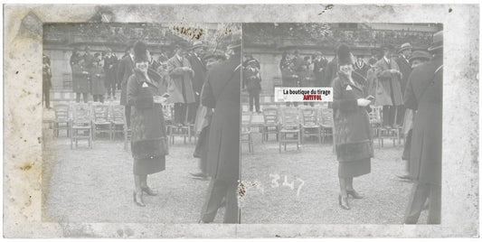 Jour de course, Longchamp, Paris, plaque verre stéréoscopique, positif 8,5x17 cm