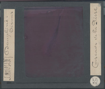 Cascade de la Pisse, photo J. Moulin, plaque verre couleur, positif 8,5x10 cm