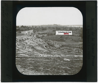 Syracuse, Italie, Sicile, photo plaque verre, noir & blanc, positif 8,5x10 cm