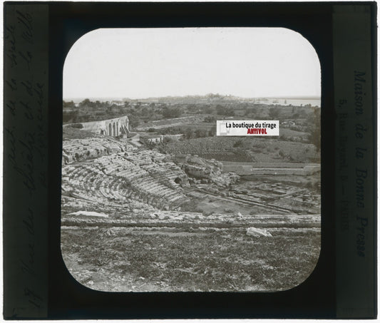 Syracuse, Italie, Sicile, photo plaque verre, noir & blanc, positif 8,5x10 cm