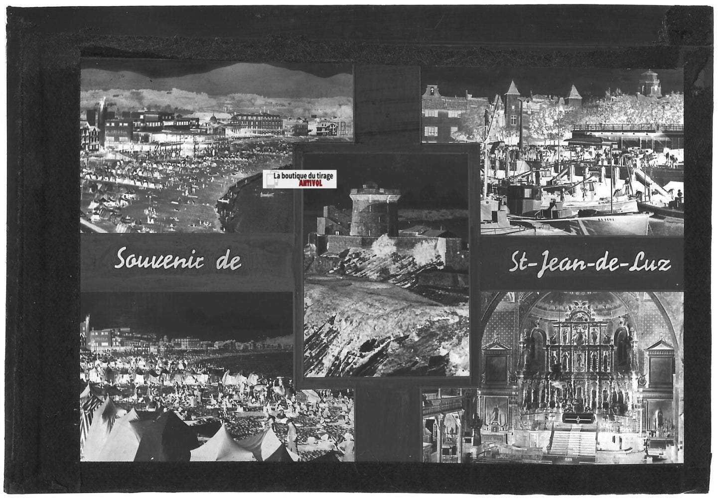Saint-Jean-de-Luz, Plaque verre photo vintage, négatif noir & blanc 10x15 cm