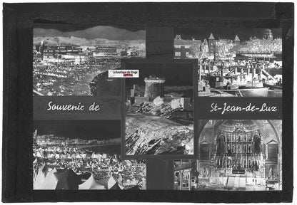 Saint-Jean-de-Luz, Plaque verre photo vintage, négatif noir & blanc 10x15 cm