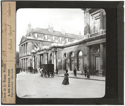 Palais Royal, capitale Paris, photo ancienne plaque de verre, positif 8,5x10 cm