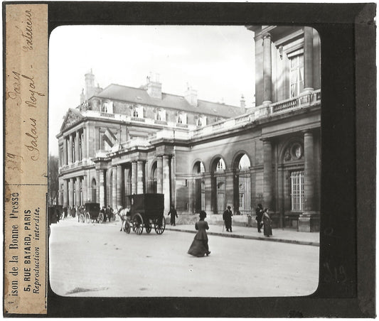 Palais Royal, capitale Paris, photo ancienne plaque de verre, positif 8,5x10 cm