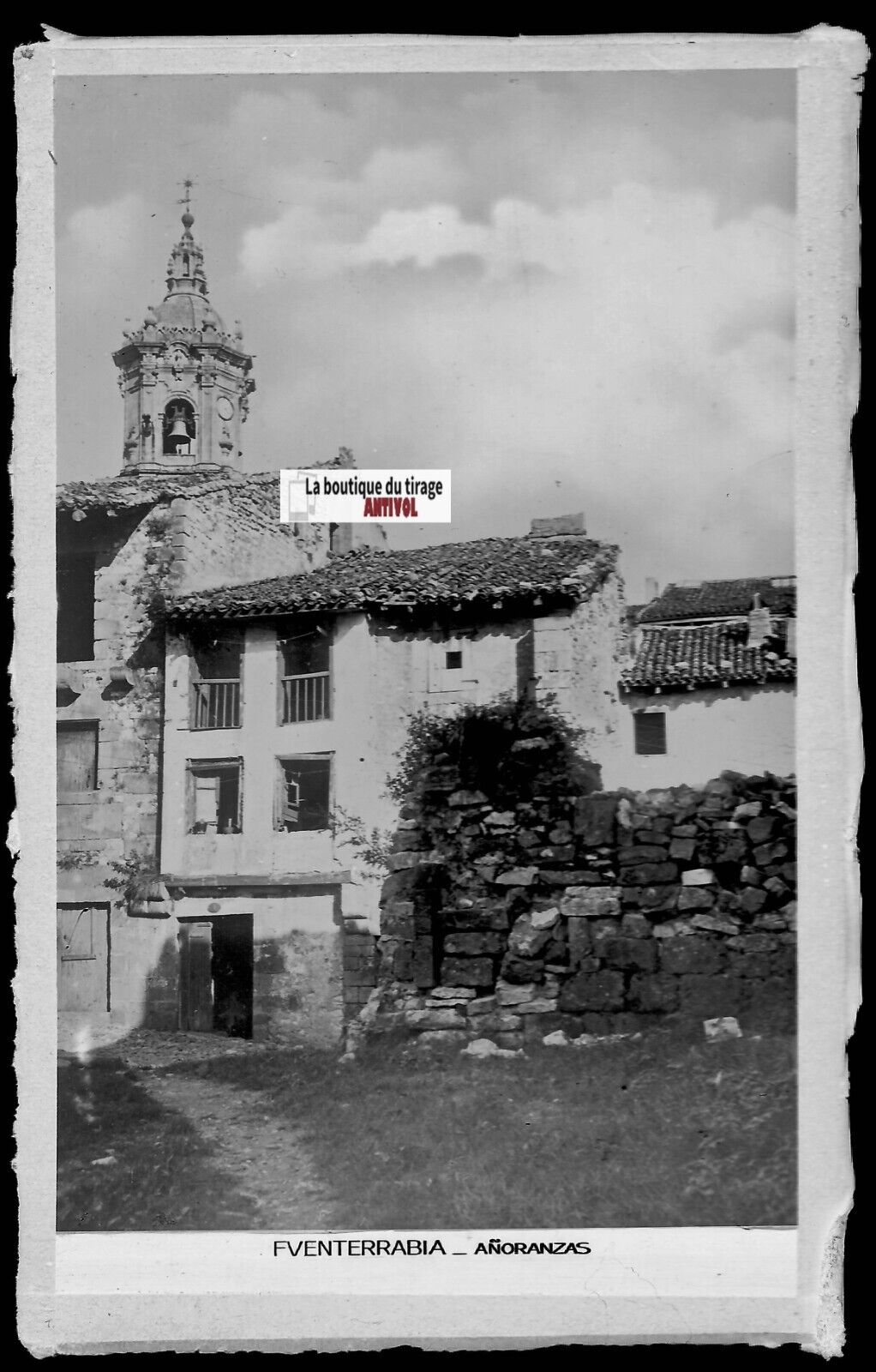 Plaque verre photo vintage négatif noir & blanc 9x14 cm Fuenterrabia 0914111