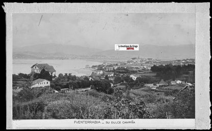 Plaque verre photo vintage négatif noir & blanc 9x14 cm Fuenterrabia 0914073