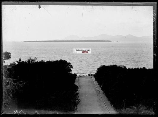 Plaque verre photo ancienne négatif noir et blanc 13x18 cm Eden-Roc Antibes mer