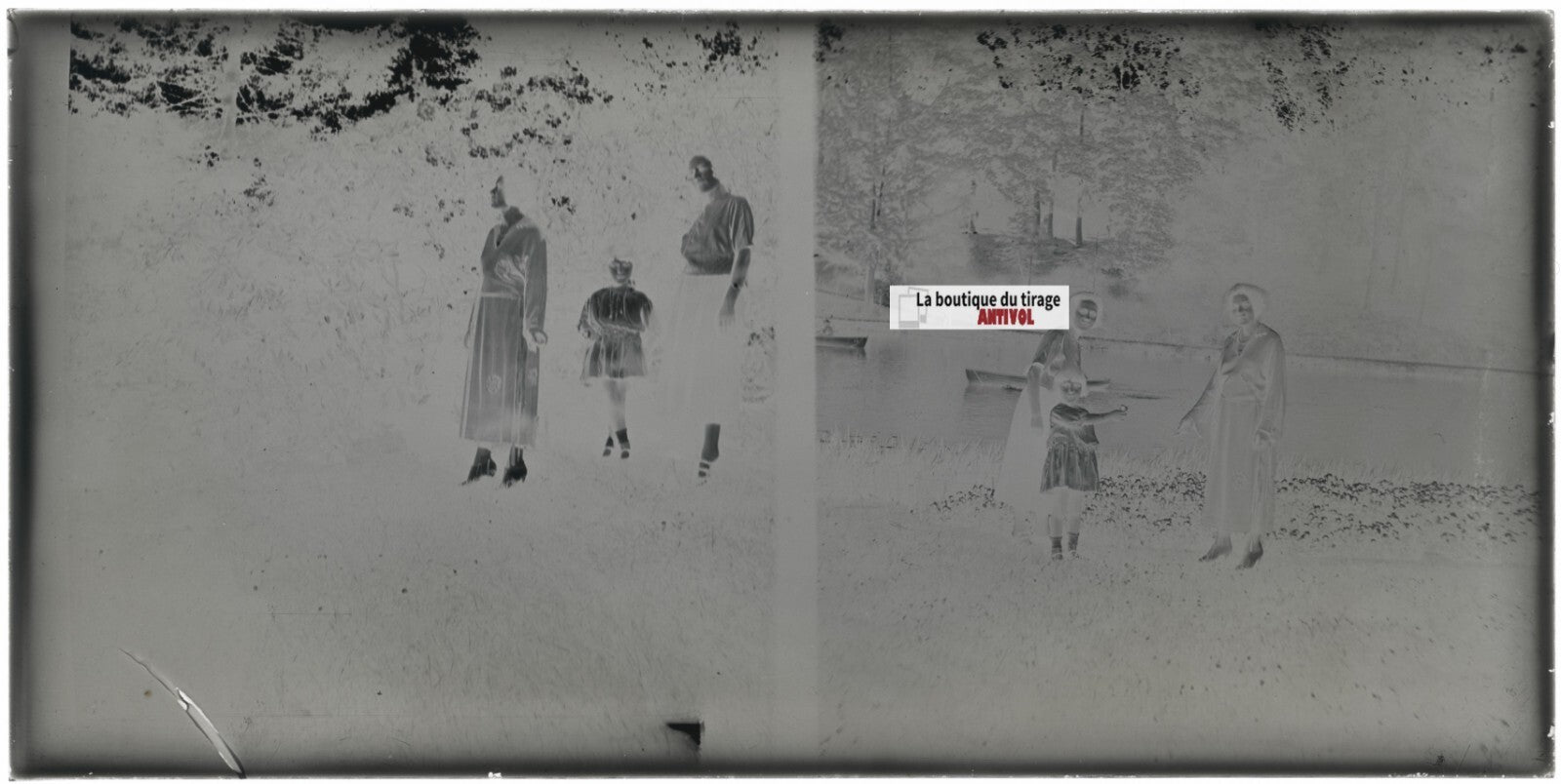 Famille, jardin, nature, campagne, photo ancienne plaque verre, négatif 9x18 cm