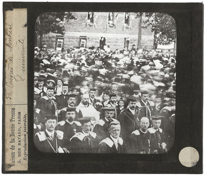 Université, congrés Montréal, photo ancienne plaque de verre, positif 8,5x10 cm