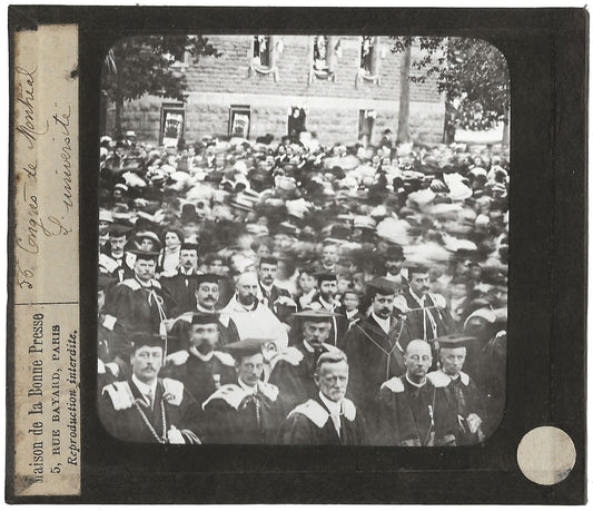 Université, congrés Montréal, photo ancienne plaque de verre, positif 8,5x10 cm