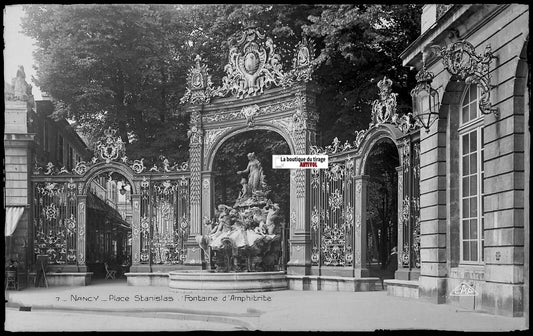 Plaque verre photo, négatif noir & blanc 9x14 cm, Stanislas Nancy, Amphitrite