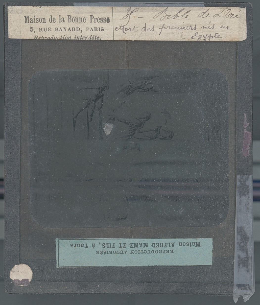Egypte, la Bible illustrée par Doré, dessin, plaque de verre, positif 8,5x10 cm