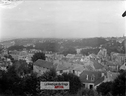 Vue de Meudon, France, plaque verre, photo ancienne, négatif 9x12 cm