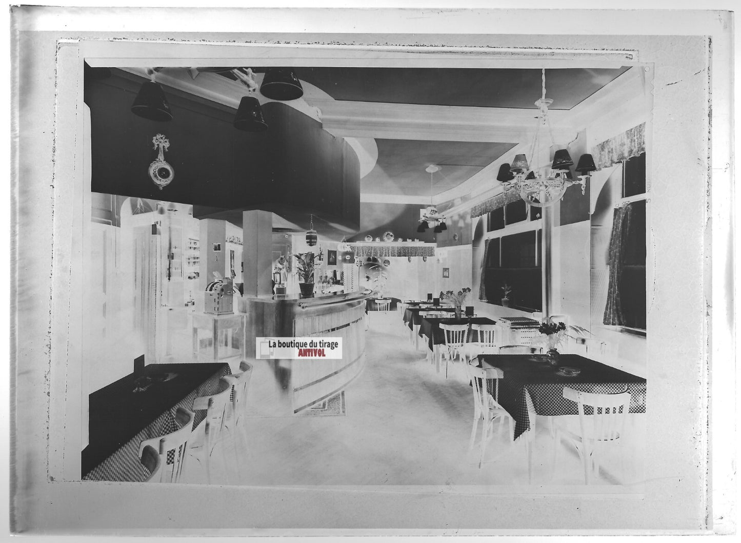 Plaque verre photo ancienne négatif noir et blanc 13x18 cm hôtel Sélestat gare