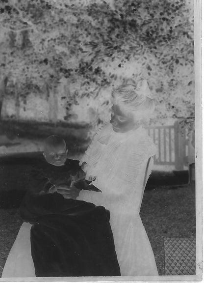 Plaque verre photo ancienne négatif 6x9 cm femme bébé vintage original