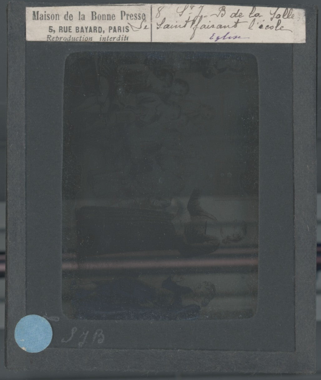 Saint Jean-Baptiste de La Salle, dessin, plaque de verre, positif 8,5x10 cm