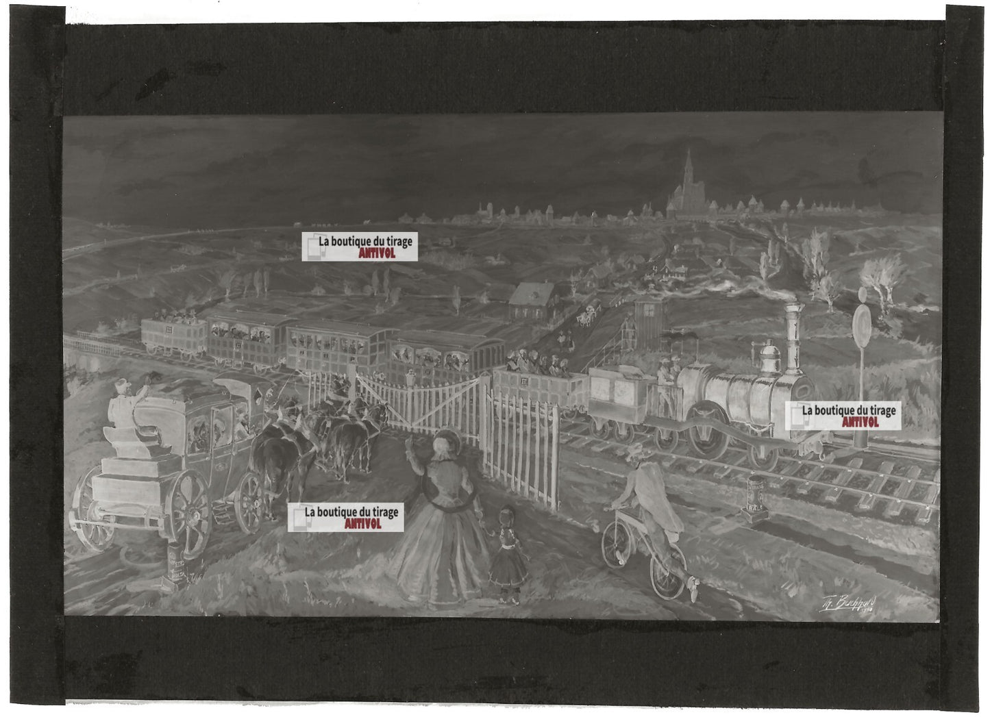 Plaque verre négatif noir et blanc 13x18 cm Paris Strasbourg 1852 1952 train