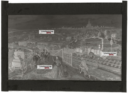 Plaque verre négatif noir et blanc 13x18 cm Paris Strasbourg 1852 1952 train