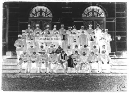 Plaque verre photo ancienne négatif noir et blanc 13x18 cm groupe soldats France