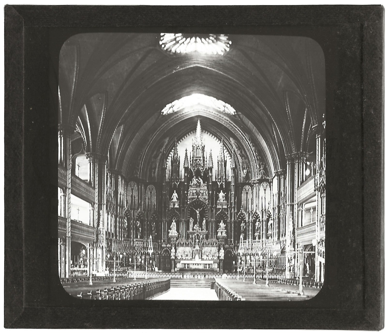 Basilique Notre-Dame de Montréal, photo plaque de verre, positif 8,5x10 cm