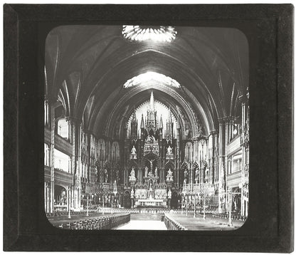 Basilique Notre-Dame de Montréal, photo plaque de verre, positif 8,5x10 cm