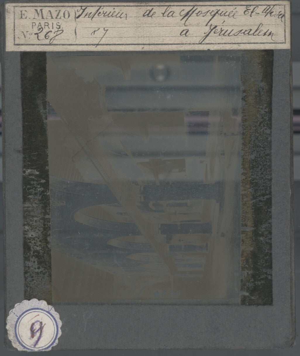 Mosquée al-Aqsa, Jérusalem, photo ancienne plaque de verre, positif 8,5x10 cm