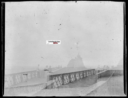 Rocher de la Vierge, Biarritz, Plaque verre photo, négatif noir & blanc 6x8 cm