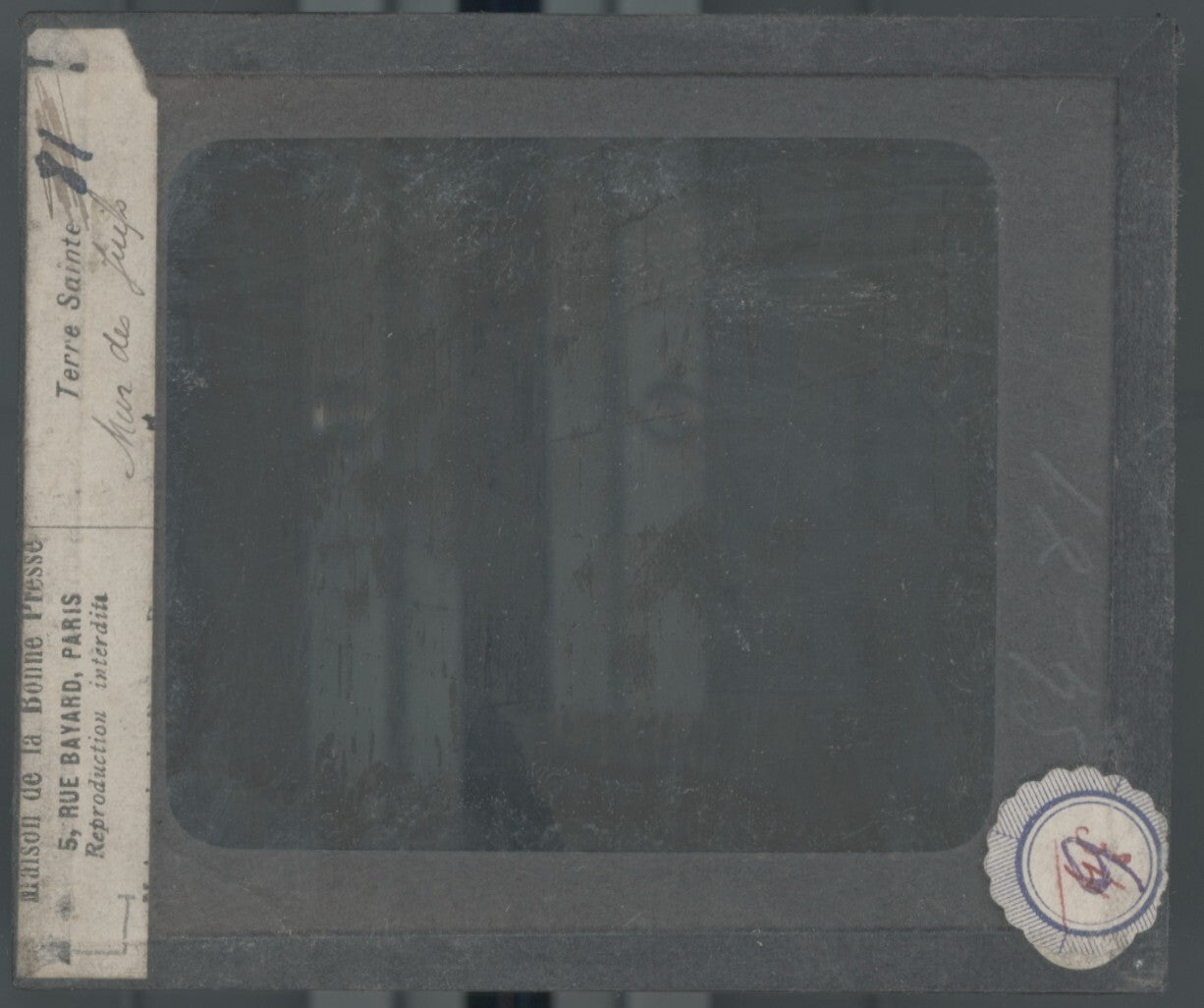 Mur des Lamentations, photo plaque verre, noir & blanc, positif 8,5x10 cm