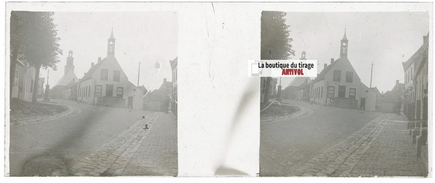 Voyage en Angleterre, Plaque verre stéréo, positif noir & blanc 4,5x10,7 cm