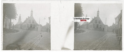 Voyage en Angleterre, Plaque verre stéréo, positif noir & blanc 4,5x10,7 cm