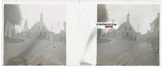 Voyage en Angleterre, Plaque verre stéréo, positif noir & blanc 4,5x10,7 cm