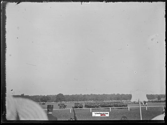 Défilé militaires, Plaque verre photo ancienne, négatif noir & blanc 9x12 cm