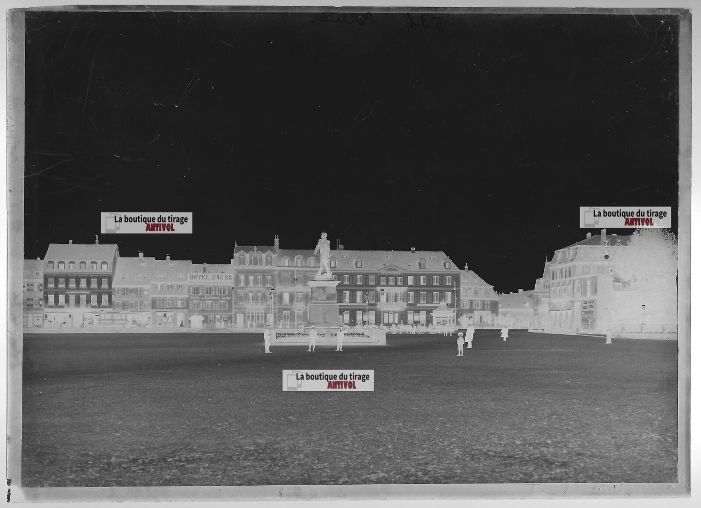 Plaque verre photo ancienne négatif noir et blanc 13x18 cm Colmar Rapp, vintage 