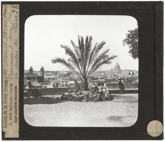Panorama de Rome, Italie, photo ancienne plaque de verre, positif 8,5x10 cm