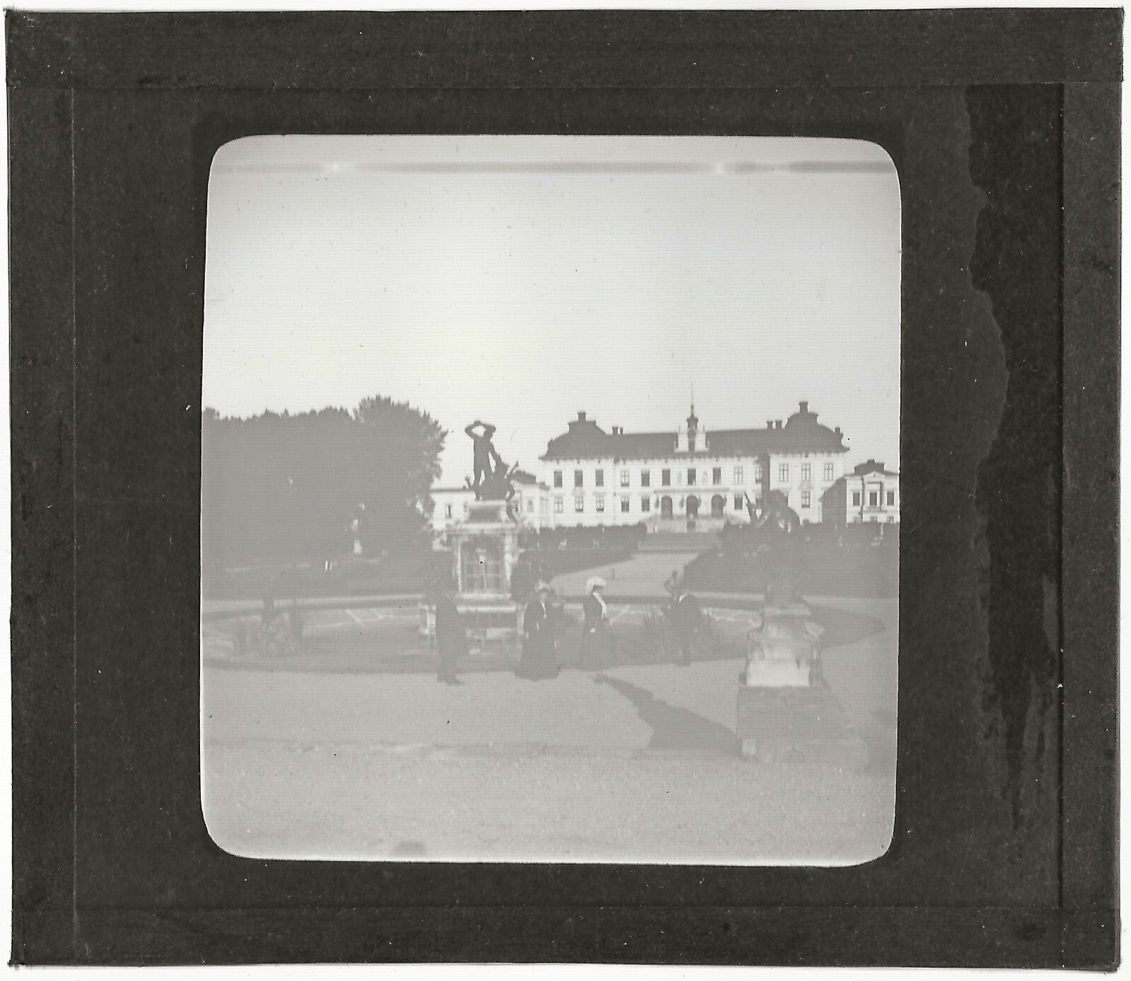Château de Drottningholm, Suède, photo ancienne plaque verre, positif 8,5x10 cm