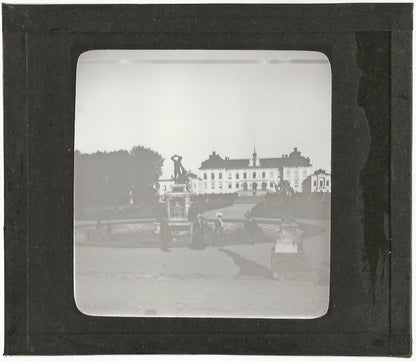 Château de Drottningholm, Suède, photo ancienne plaque verre, positif 8,5x10 cm