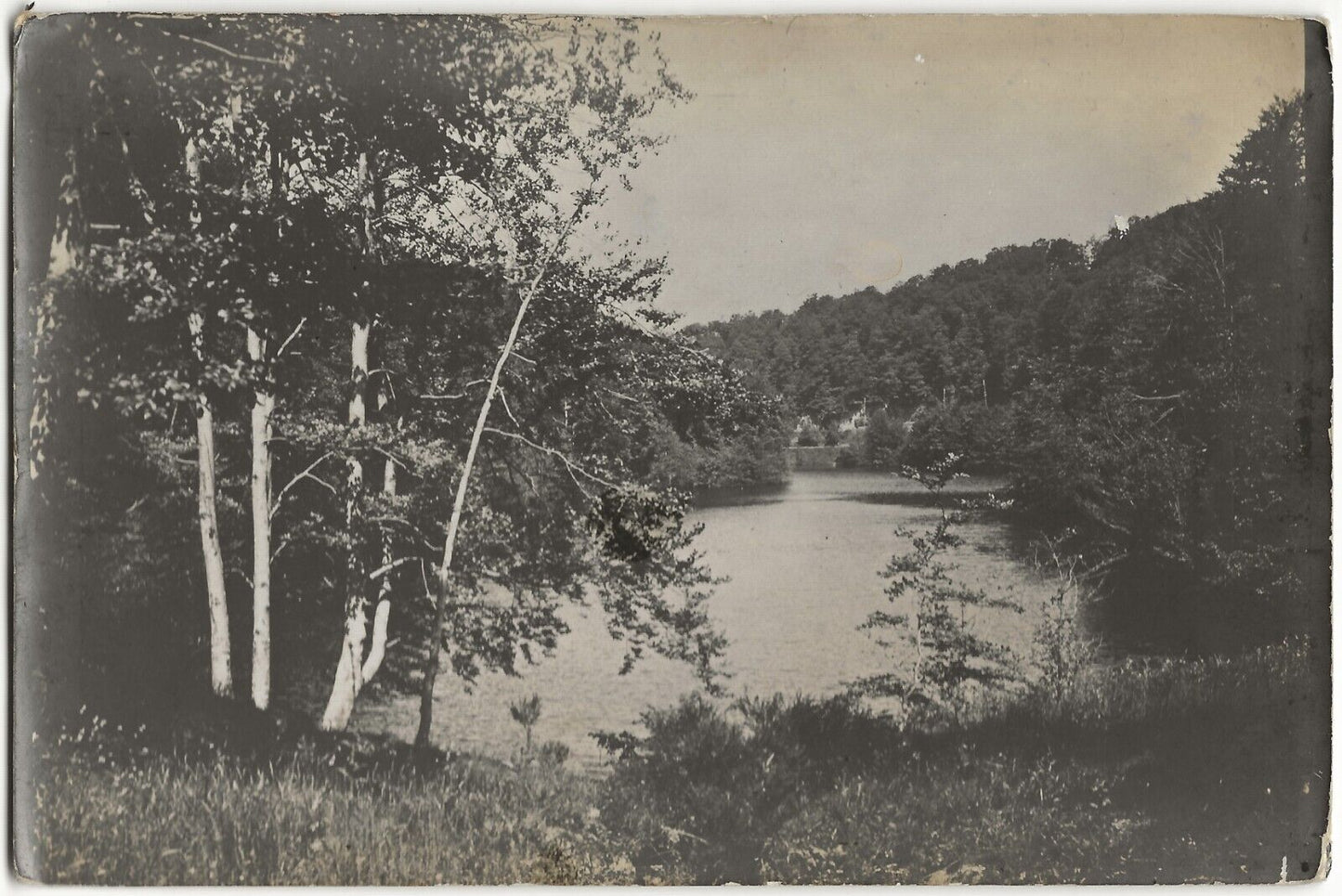 Plaque verre photo négatif noir & blanc 9x14 cm, La Bourboule, barrage, lac