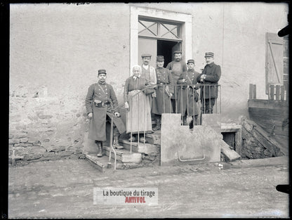 Reconnaissance à la frontière, plaque verre, photo ancienne, négatif 9x12 cm