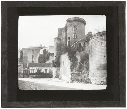Tour Louis XI, Loches, photo ancienne plaque de verre, positif 8,5x10 cm
