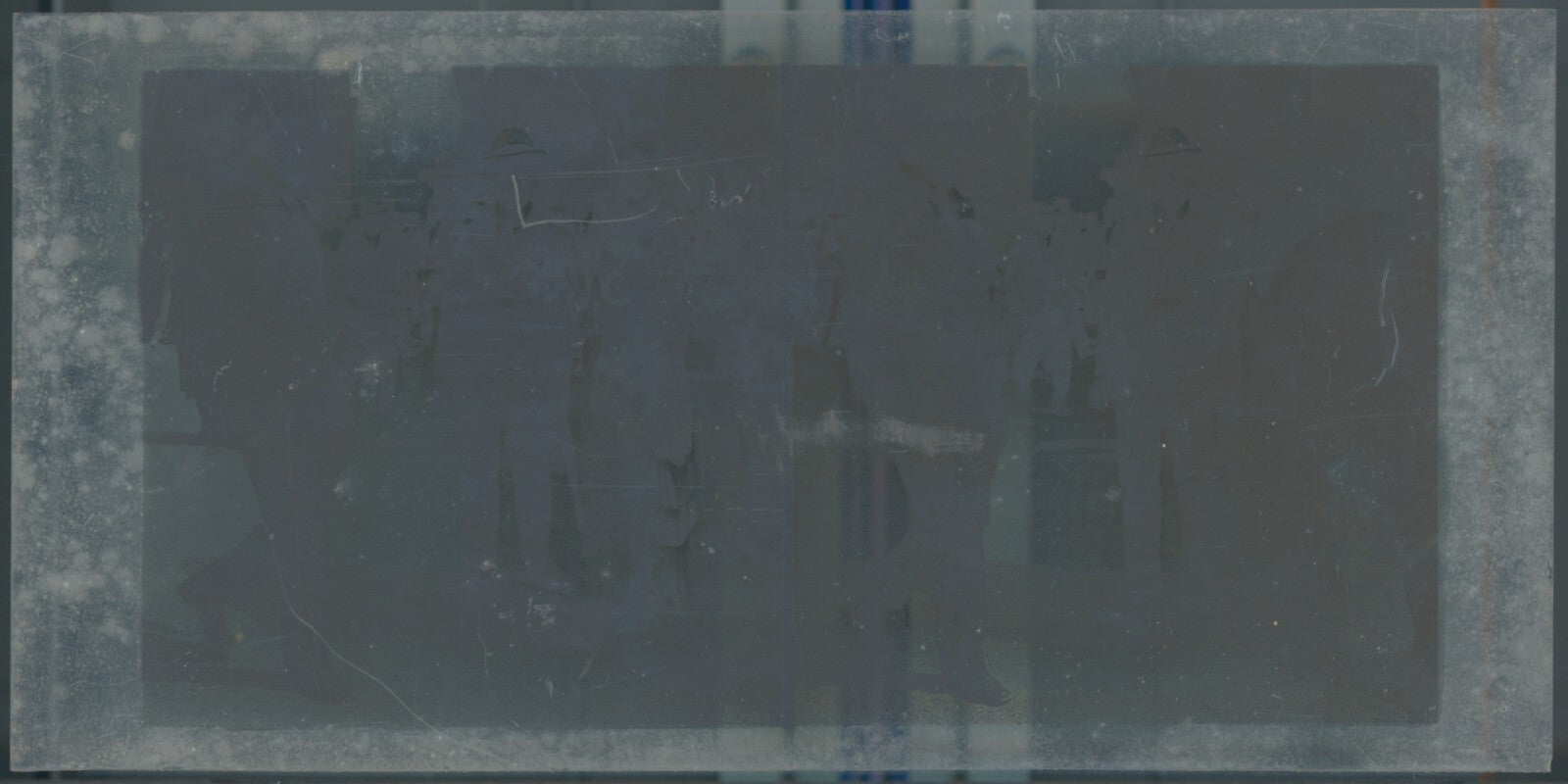 Scène de vie, Longchamp, Paris, plaque verre stéréoscopique, positif 8,5x17 cm