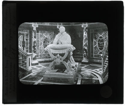 Statue de Pie IX, Rome, photo ancienne plaque de verre, positif 8,5x10 cm