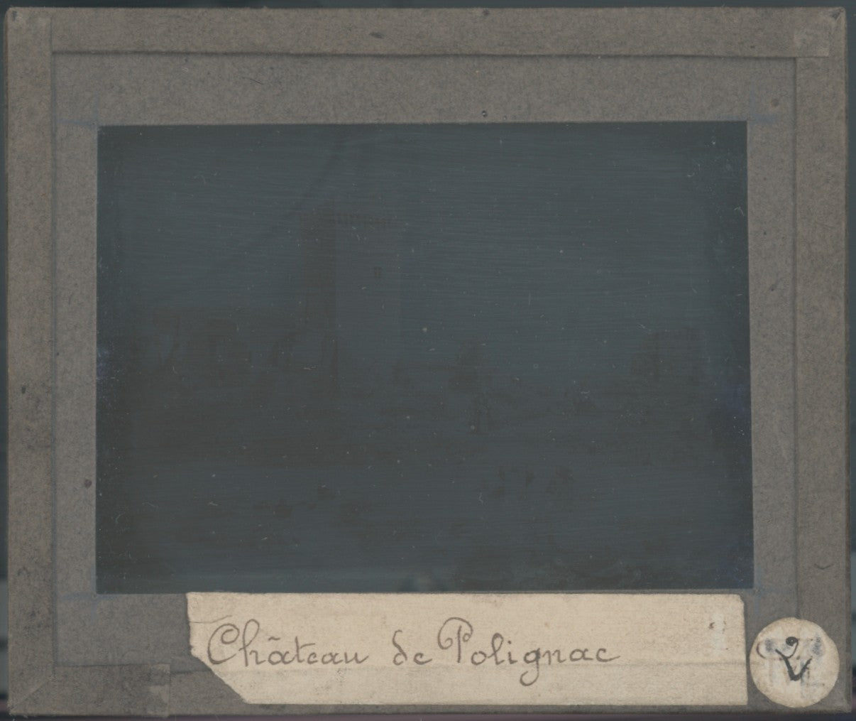 Château de Polignac, photo plaque verre, noir & blanc, positif 8,5x10 cm