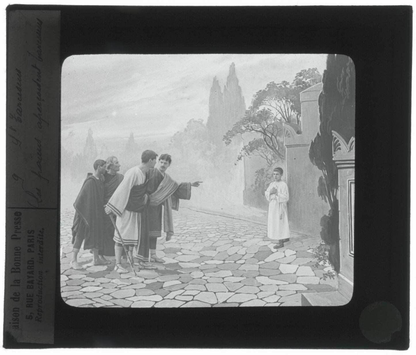 Tarcisius de Rome, Italie, dessin, photo plaque de verre, positif 8,5x10 cm