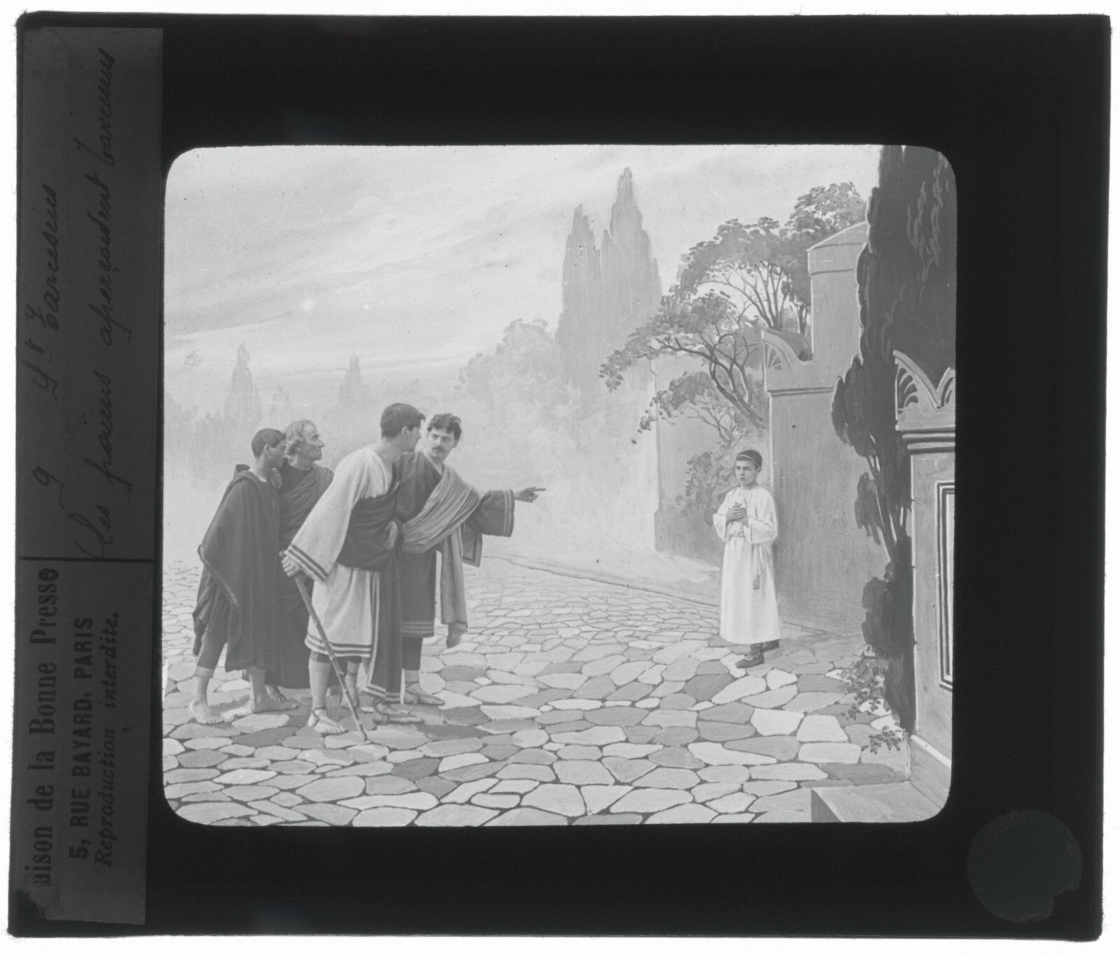 Tarcisius de Rome, Italie, dessin, photo plaque de verre, positif 8,5x10 cm