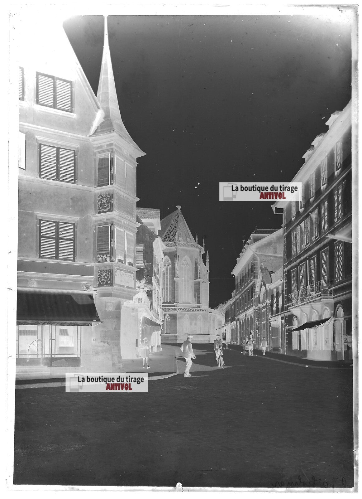 Plaque verre photo ancienne négatif noir et blanc 13x18 cm Colmar vintage ville